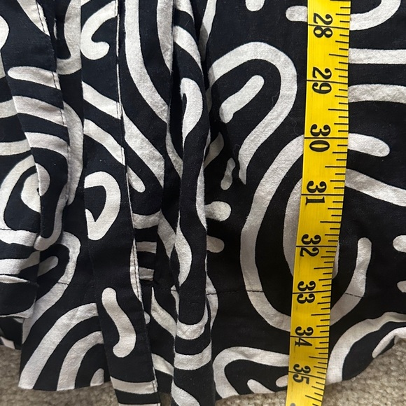 Banana Republic Drapey Linen-Blend Mini Dress Swirl Abstract Black Beige M - Picture 6 of 8